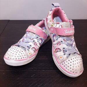 Skechers Twinkle Toes Unicorn Party Sneakers Light Up Velcro Shoes